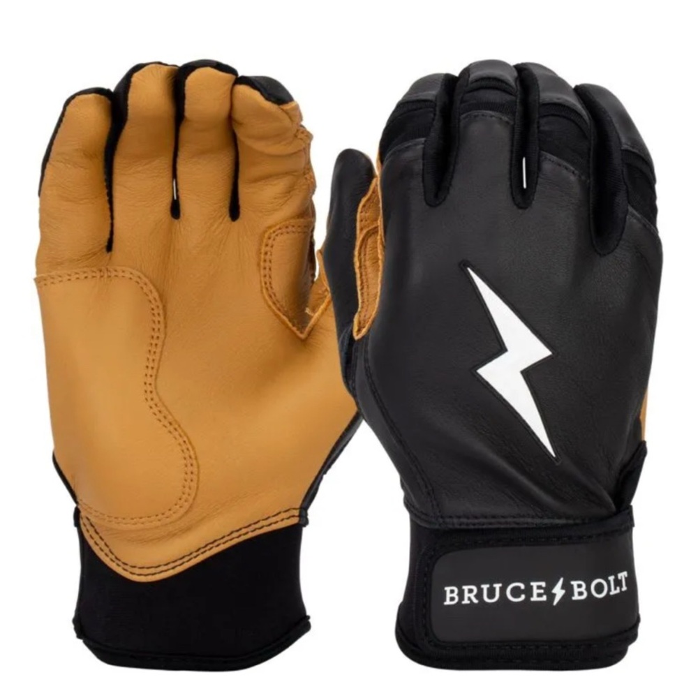 Bruce Bolt Black Tan Batting Gloves - Adult Medium